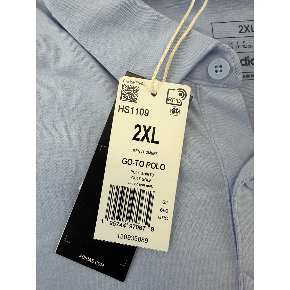 ADIDAS Men's Go-To Polo Shirt, NWT, 2XL XXL, HS1109, Color: Blue Dawn Melange - Picture 2 of 11